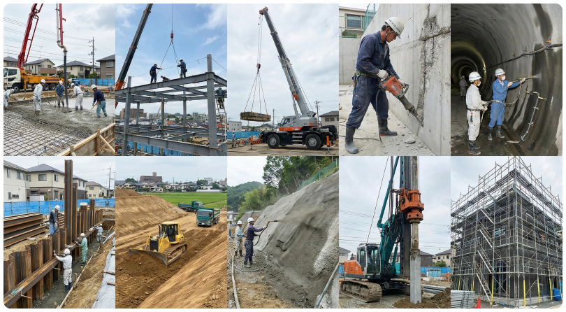 様々なとび土工工事の現場の画像